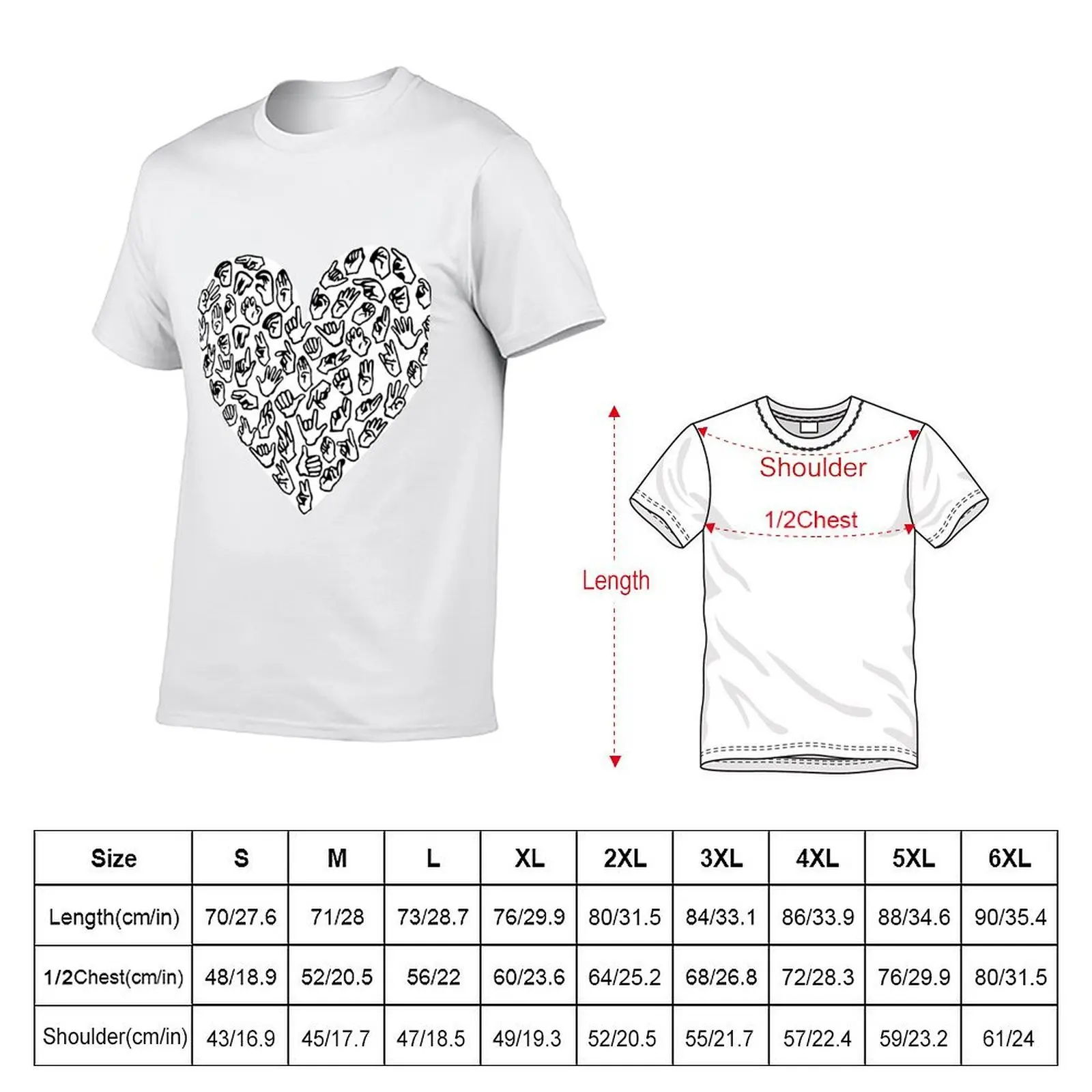 ASL Heart Hands T-Shirt cotton t shirts high quality t shirt for man T-Shirt