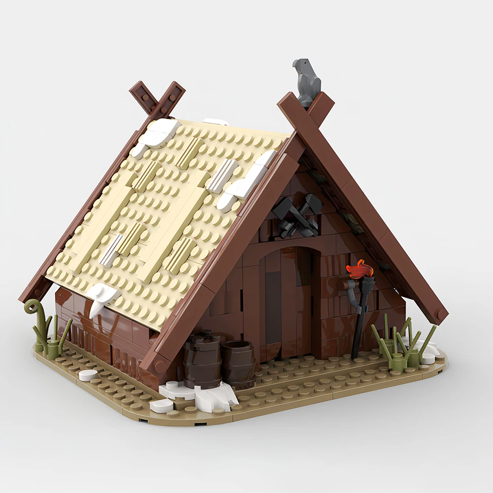 312 pieces building blocks MOC-93063 Viking hut assembly toy gift medieval building model made in China children's gift