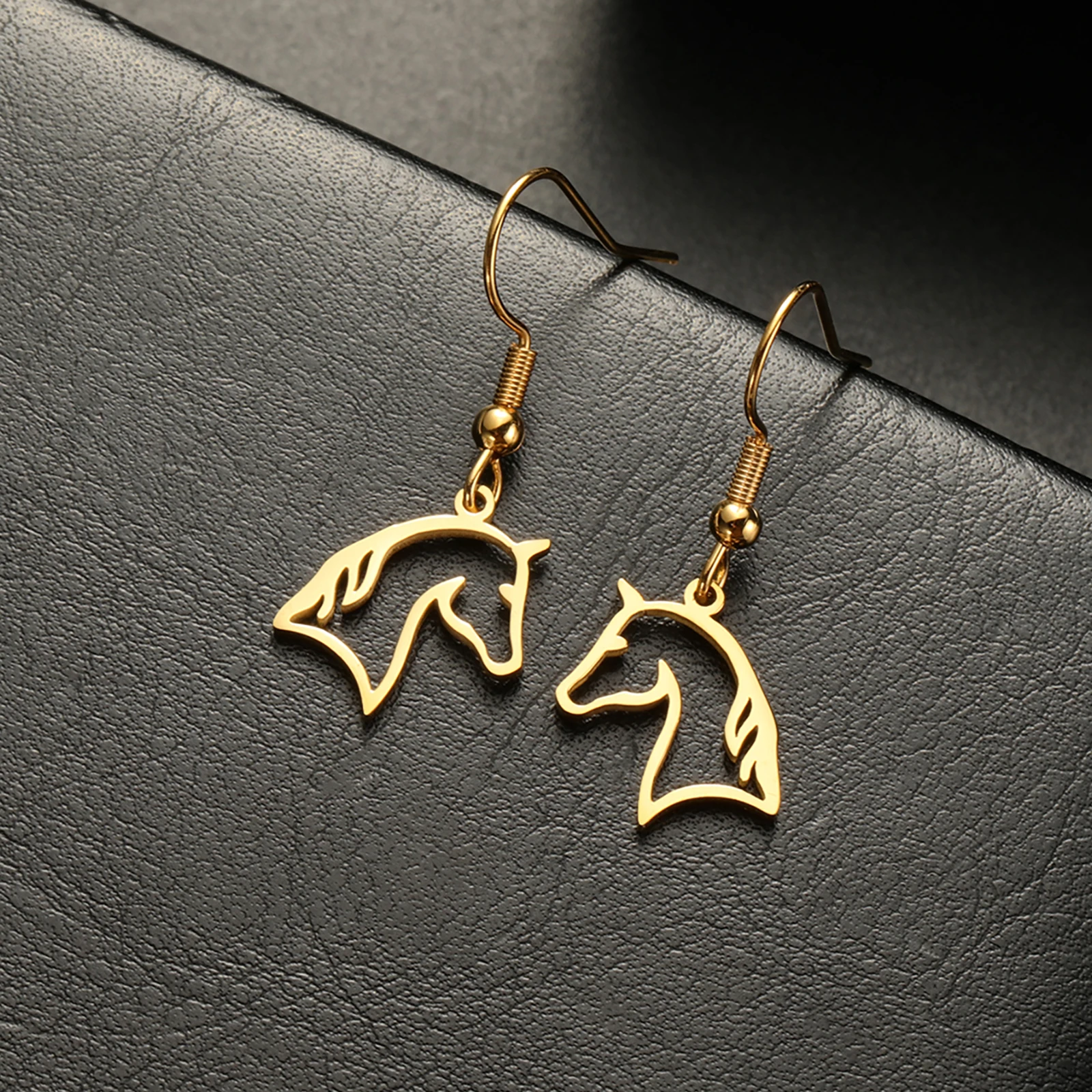 Skyrim Stainless Steel Horse Drop Earrings Gold Color Animal Earring for Women Girls Non fading Jewelry Birthday Gift 2024