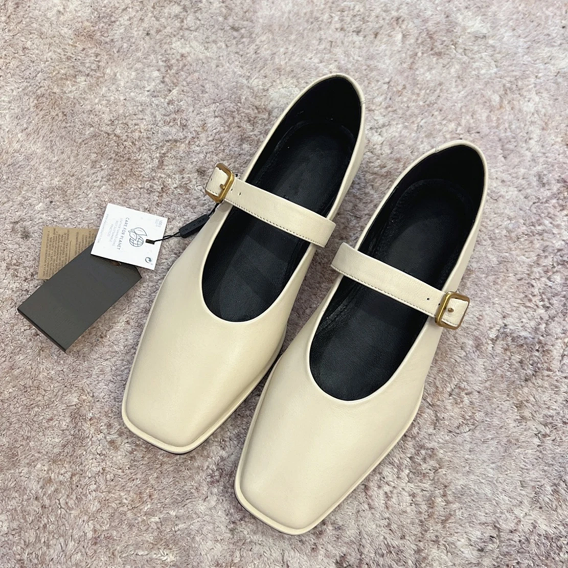 

Jenny&Dave 2024 Spring New Fashion French Vintage Round Toe Garden Flats Genuine Leather Comfortable Mary Janes Shoes Women