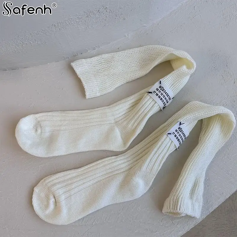 جوارب فوق الركبة أحادية اللون للنساء ، ملصق قماش ، أرقام ، أنبوب طويل ، غير رسمي ، رياضي ، قطن ، ملابس خارجية ، موضة ، زوج واحد