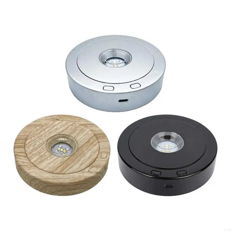 

Rotation LED Base 360 Quiet Display Stand Desktop Crystal Holder Plastic Texture for Home Office Crystal Ball Showcase