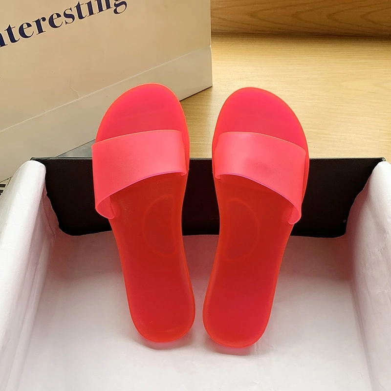 Women Slippers Pvc Transparent Crystal Casual Shoes Ladies Sandals Fashion Summer Clear Flip Flops Flat Slippers Zapatos Mujer