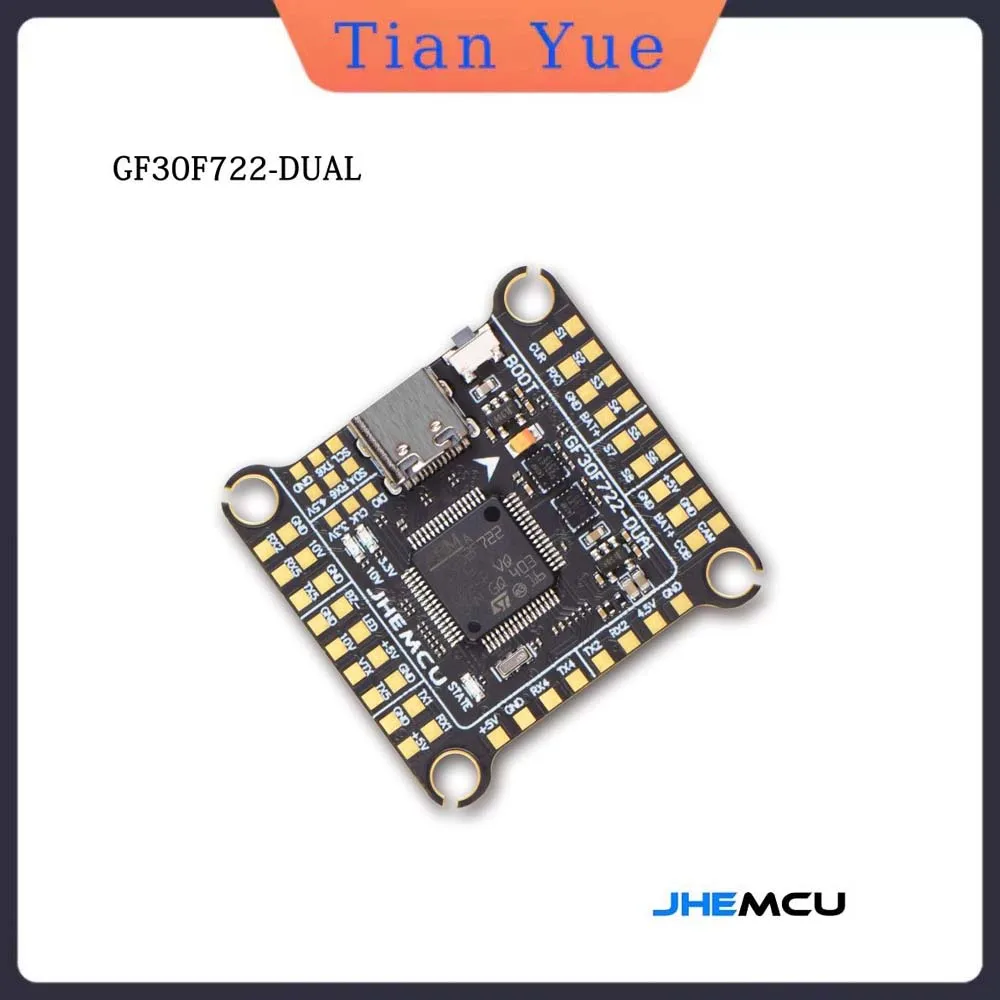 

Контроллер полета Tianyue GF30F722 Dual F722 с двойным BEC и двойным гироскопом для RC FPV Freestyle Drone 3-6S Lipo 30,5*30,5 мм