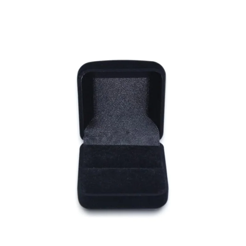 Grosir kotak Display perhiasan cincin beludru hitam pertunangan wadah lipat penyimpanan untuk cincin pernikahan Hari Valentine pengatur hadiah