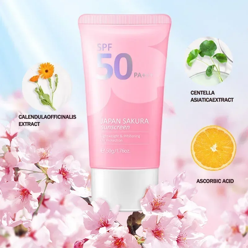 LAIKOU Japan Sakura Sunscreen SPF 50+ Soothing Hydrating Sunscreen Lotion Strong UV Protection Sunscreen for Face and Body 50ml