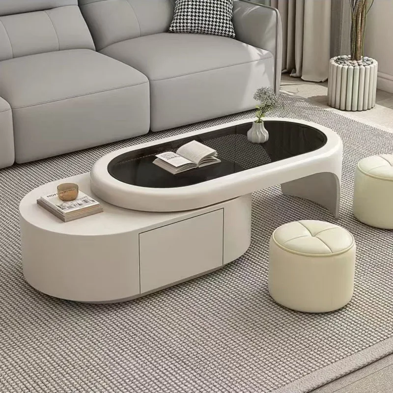 

Cream wind coffee table living room home 2025 new small apartment simple tempered glass tea table combination