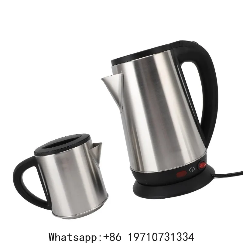Electric Turkish Kettle Set 1L and 2L Stainless Steel Black and Herbal Tea Maker Double Kettle Turkish Teapot Set for Family