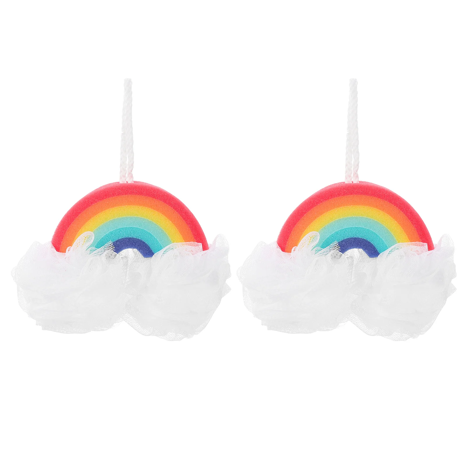 2Pcs Sponge Rainbow Bath Ball Batbroom Body Cleaner Body Scrubber Baby Shower Poufs Bath Mesh Ball Colorful Bathing  Mesh Balls