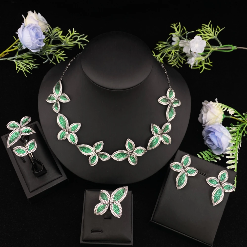 

JRHDaily элегантная одежда, минималистичный комплект ювелирных изделий с черным покрытием и цирконием, 4 предмета для женщин, изысканный браслет, ожерелье, серьги-гвоздики, кольцо