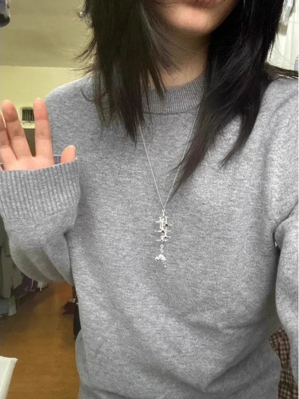 

Loose Fit Men's Knitted Sweater Soft Cozy Color round Ne Winter New Sle Cleanfit Comfortable Long Sve Top