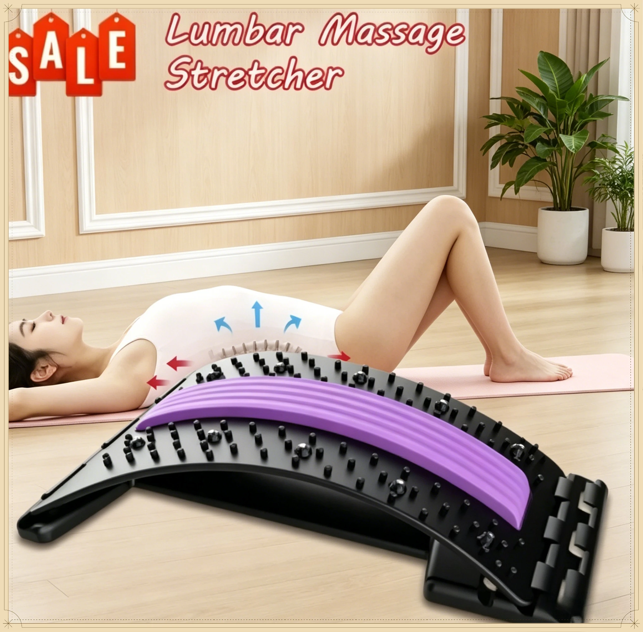 Yoga Fitness Back Stretching Tool Household Waist Lumbar Massager Relief Pain Back Opener Traction Stretcher for Daily Exercise