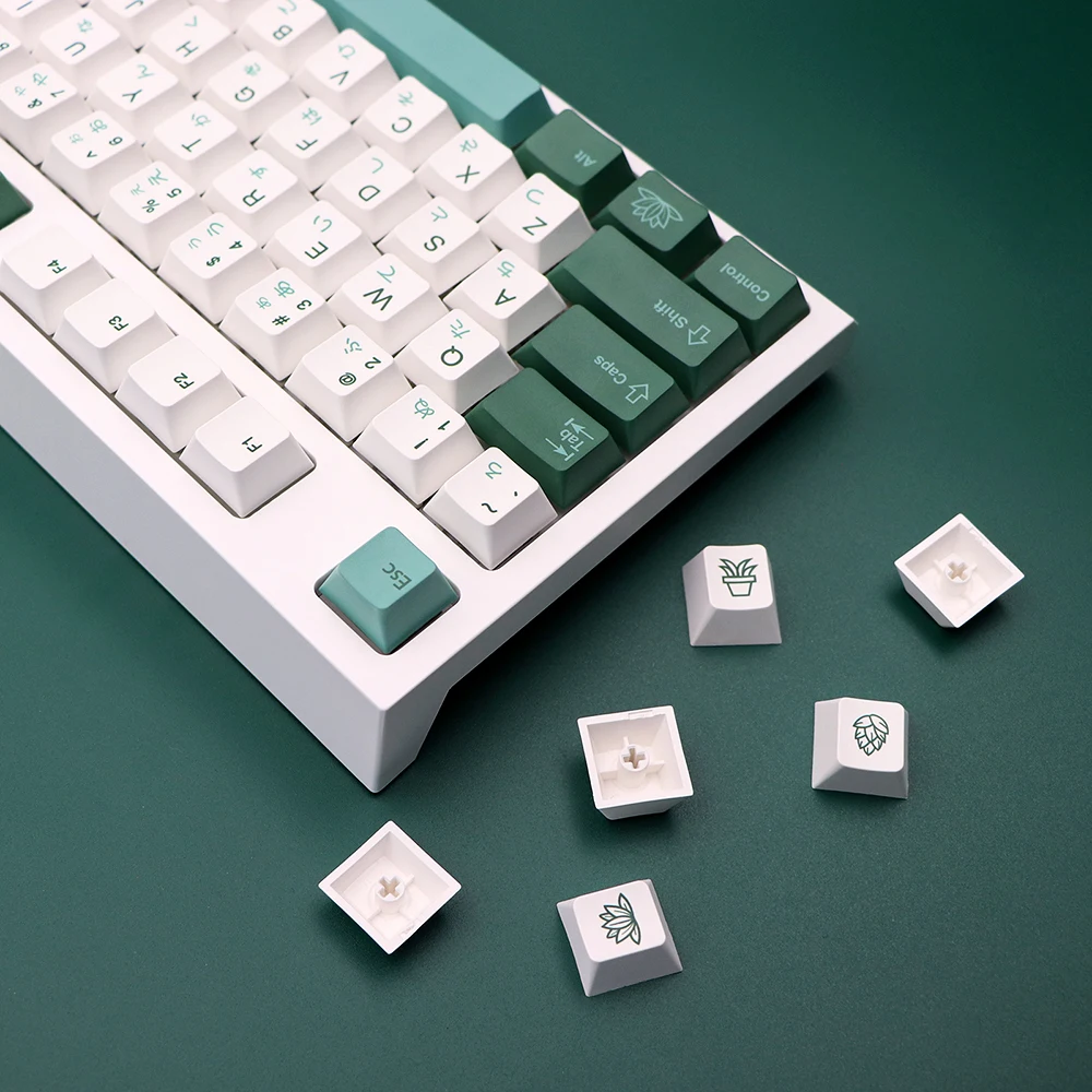 Imagem -05 - Gmk-key Botanical Keycap Pbt Cereja Perfil Alemão Francês Espanha Iso Corante Sub Keycaps para Tkl Gk61 Gmmk Pro 7u Azerty Teclado Boné