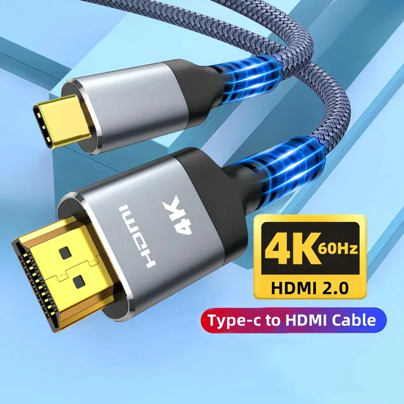

Совместимый с USB C-HDMI кабель 4K Type C — HDMI 2.0 Thunderbolt 3/4–4K 60 Гц 30 Гц для iphone 15 MacBook Huawei Mate30
