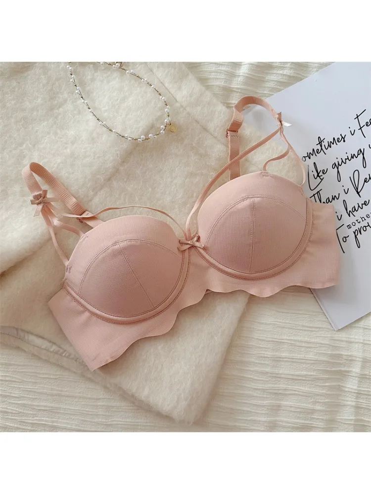Damen Push-Up BH-Set, kabellos, nahtlos, japanischer Stil, sexy Dessous für kleine Brüste, formend, hebend, bequem, weich, S-XL