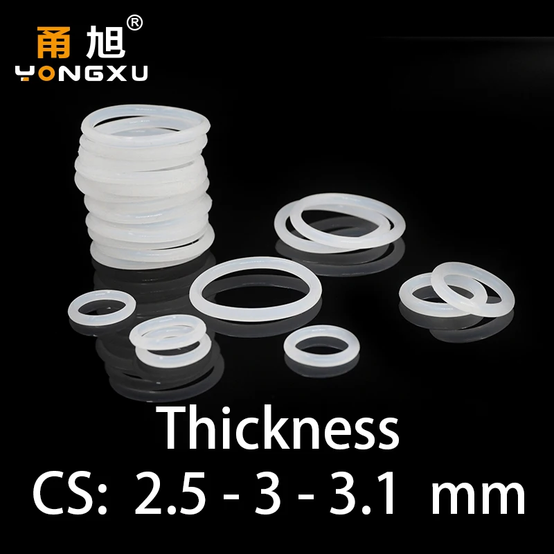 O-ring thickness 2.5/3/3.1mm CS silicone VMQ sealing high temperature resistant gasket rubber ring complete in specifications