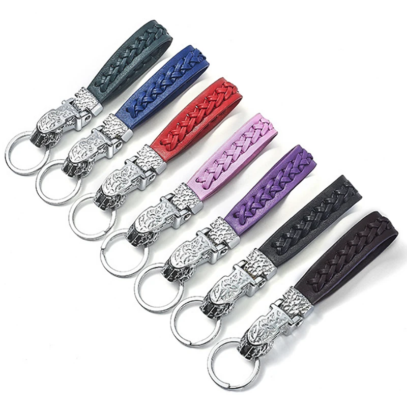 Luxury Car Key Chain Men Women Keychain Leopard for Key Rings Holder Purse Charm Bag Pendant Hand Braided Rope Gift Wholesale