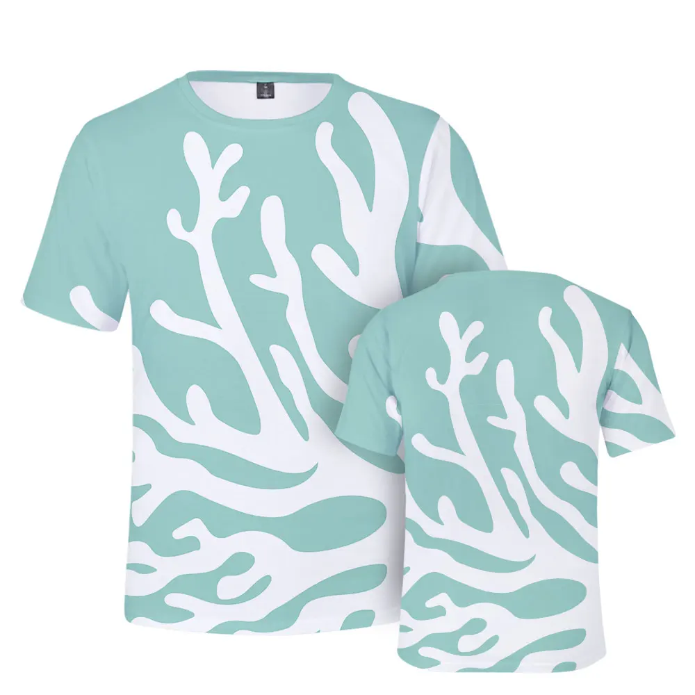 Summer new coral print pattern men's short T-shirt suitable for daily life casual and comfortable wearing round neck T-shirt