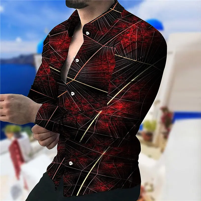 Fashionable Men\'s Long Sleeve Shirt Trendy Design Starry Sky Luxury Shirt Men\'s Social Street Casual Lapel Shirt 2024