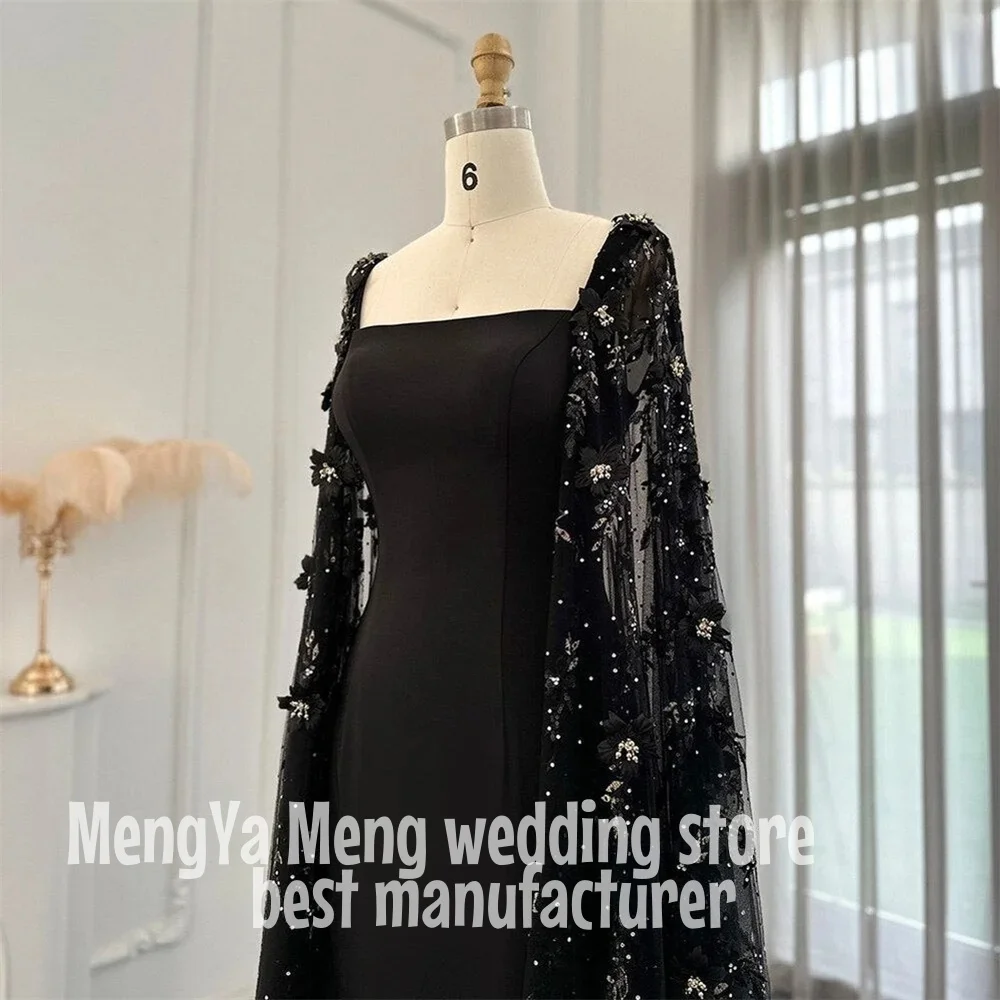 ZHUISHU кружевное вечернее платье с длинными рукавами длиной до пола, черное вечернее платье трапециевидной формы, простое свадебное платье на День Святого Валентина