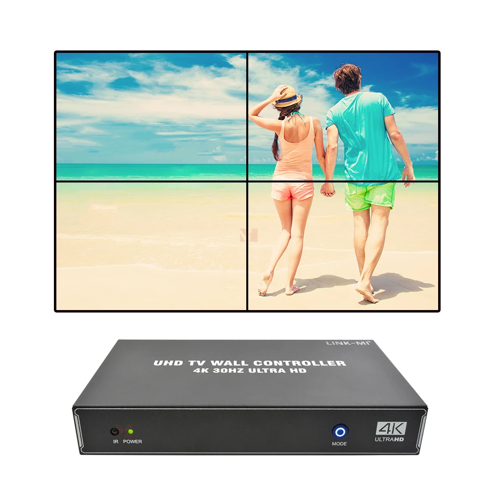 

4K 2X2 Video Wall Controller With Audio Independent Output Support IR Control Splicing Screen 180 Degree Image Rotation Cascade