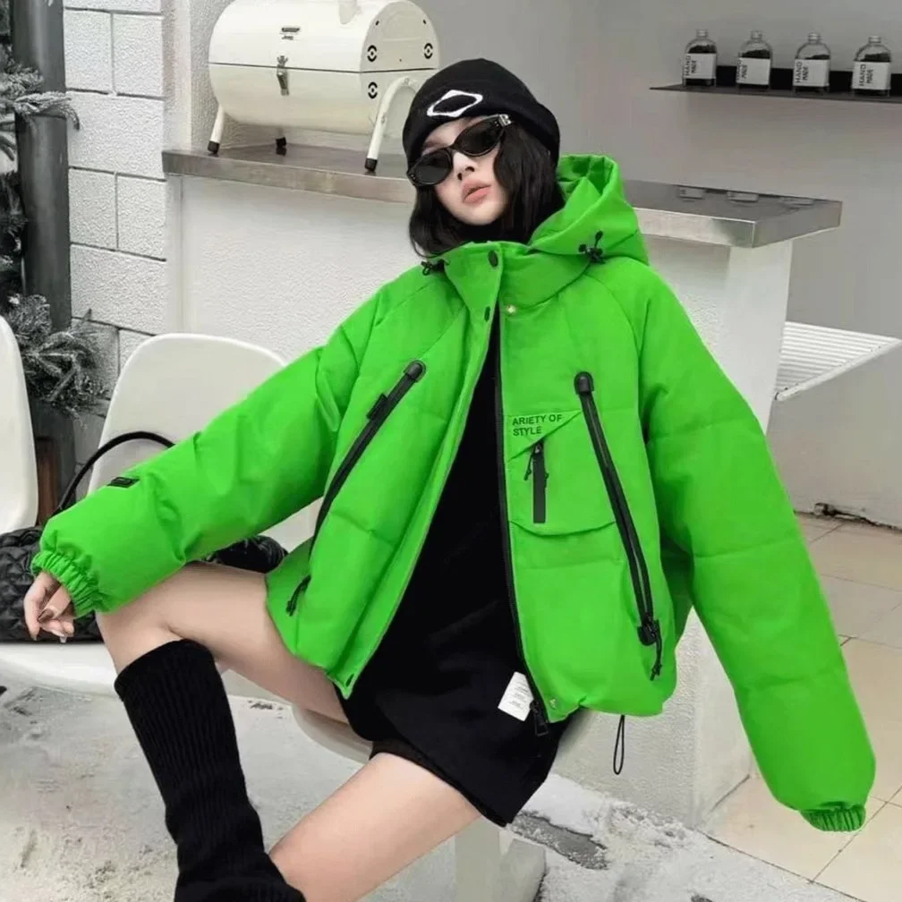 

Plus Size Warm Thick White Duck Down Jacket Hooded Cool Parka Winter High Quality Fashion Hoodie Splicing LoosePuffer Coat Women