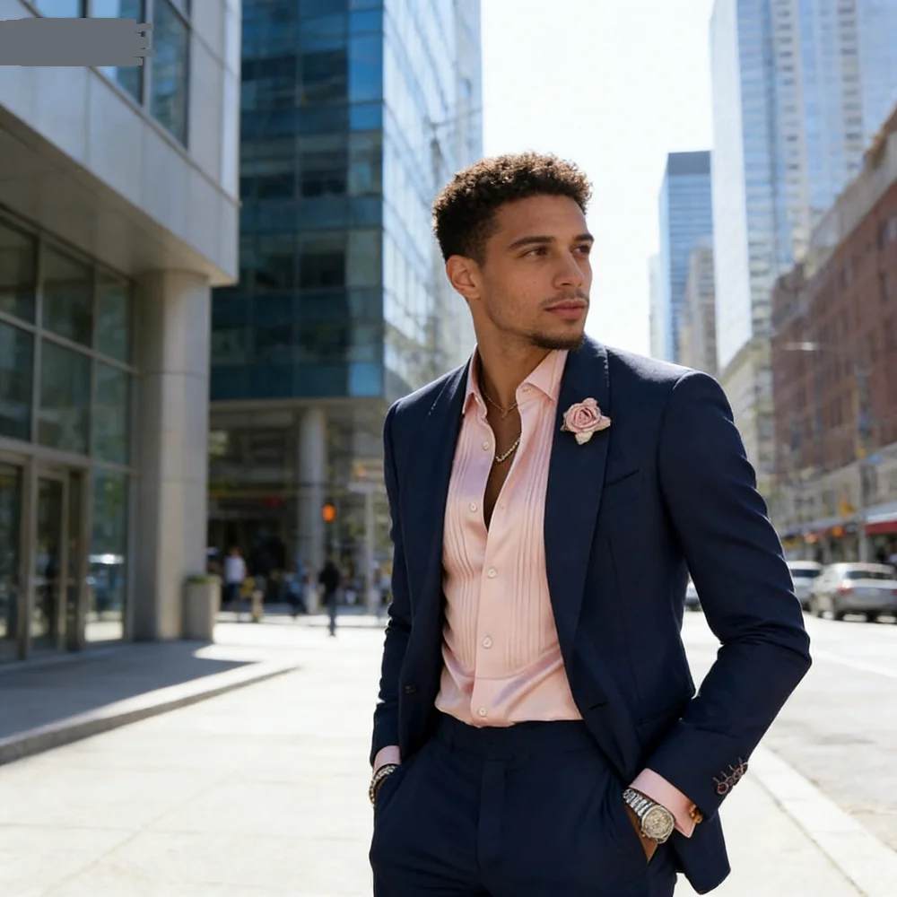 

Мужской смокинг из двух предметов, приталенный модный мужской свадебный пиджак для курения, куртка и брюки Traje Homme Mariage, облегающая официальная одежда