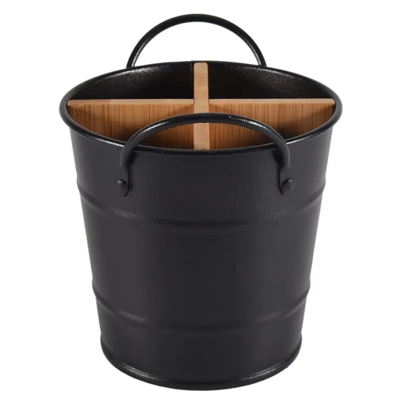 YLS-5X Cutlery Organizer Knife Stand Storage Holder Separate Spoon Fork Chopstick Kitchenware Cooking Tool Bucket Black