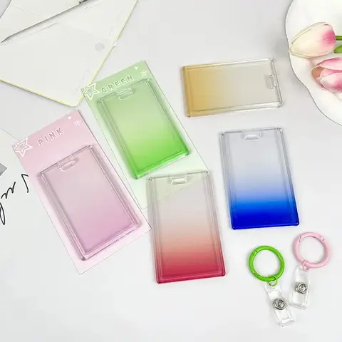1PC 개인화 된 DIY 투명 그라디언트 색상 장식 카드 슬리브 소재 키 링 배낭 펜던트 소녀 세공 장난감