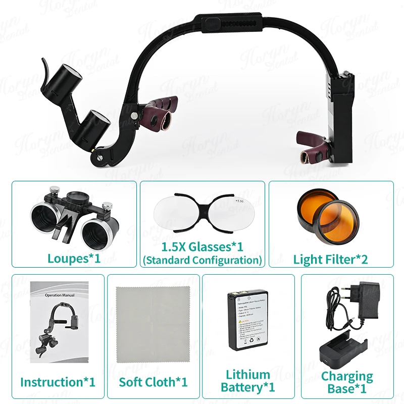 Dental 5W LED Headlight Binocular Loupes Dentist Headband Adjustable Bracket Surgery Medical Binocular Magnifying Glass