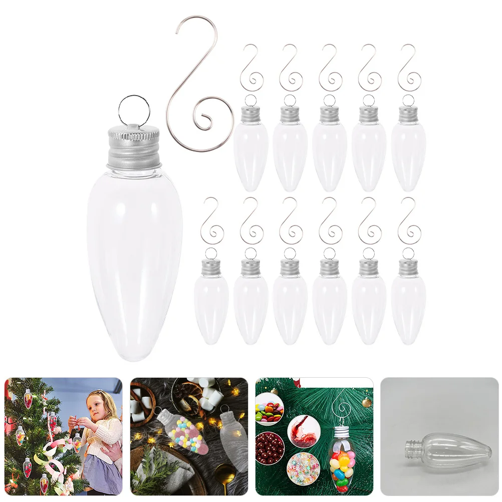

12Pcs Clear Plastic Fillable Bulb Ball Ornaments Christmas Tree Hanging Decoration Xmas Festival Holiday Party Decor