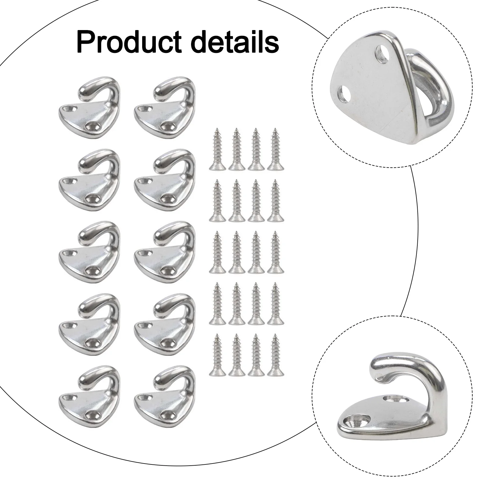10pcs Trailer Tarpaulin Hooks with 20 Screws Made from 316 Stainless Steel for Long Lasting and Secure Mesh Attachment Use