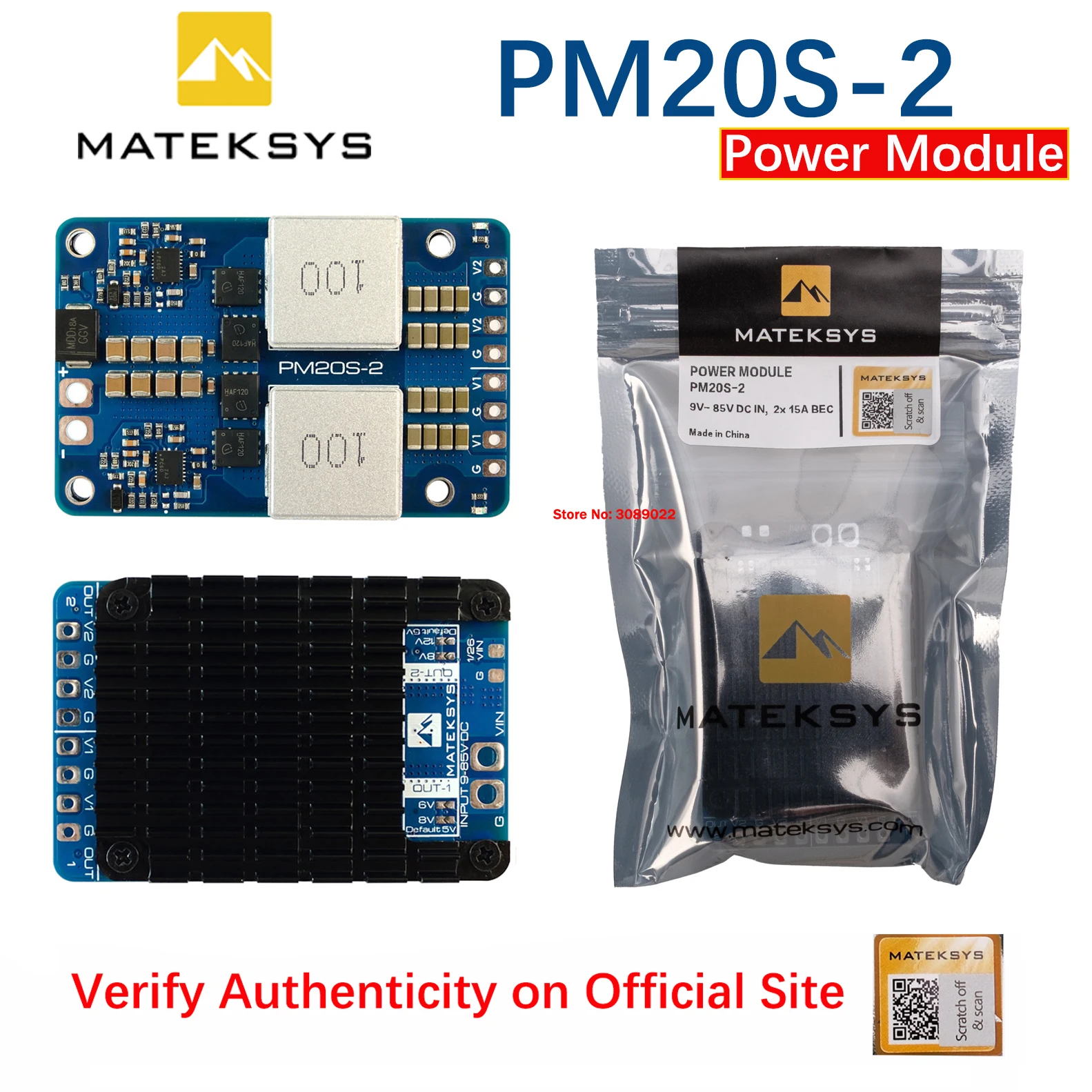 MATEK MATEKSYS PM20S-2 POWER MODULE 4-20S Lipo With Two Independent Step-Down Voltage Regulators 9V-85V For RC FPV Fixed-wing