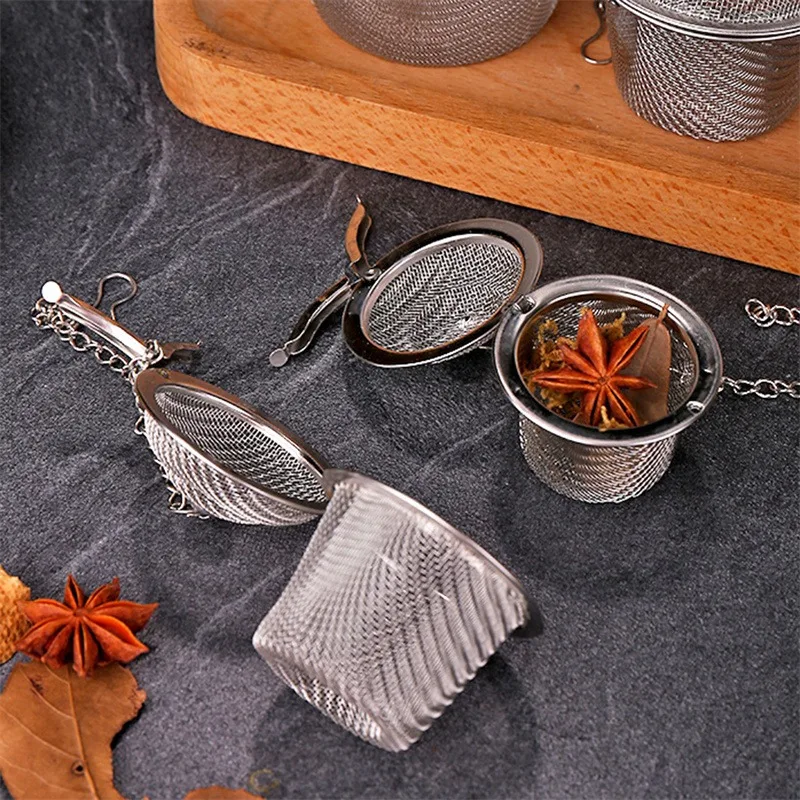 304 Stainless Steel Tea Ball Round Tea leak Seasoning Ball Pot Soup Filter Bag Marinating Ball Tea Strainer Tea Set Accessories