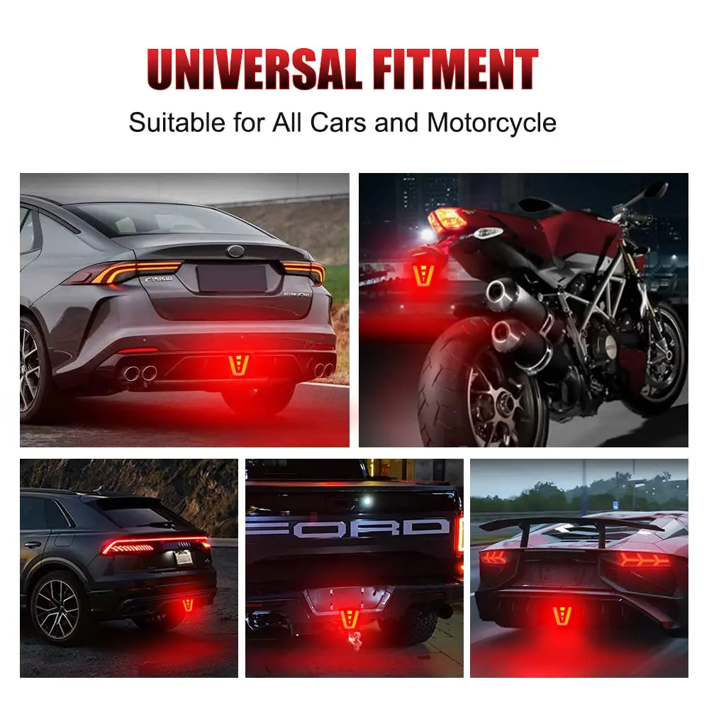 Led Brake Pilot Lights Sporty F1 Style Rear Tail Lights 12V Car Flash Warning Reverse Stop Safety Signal Lamps For Auto SUV Moto