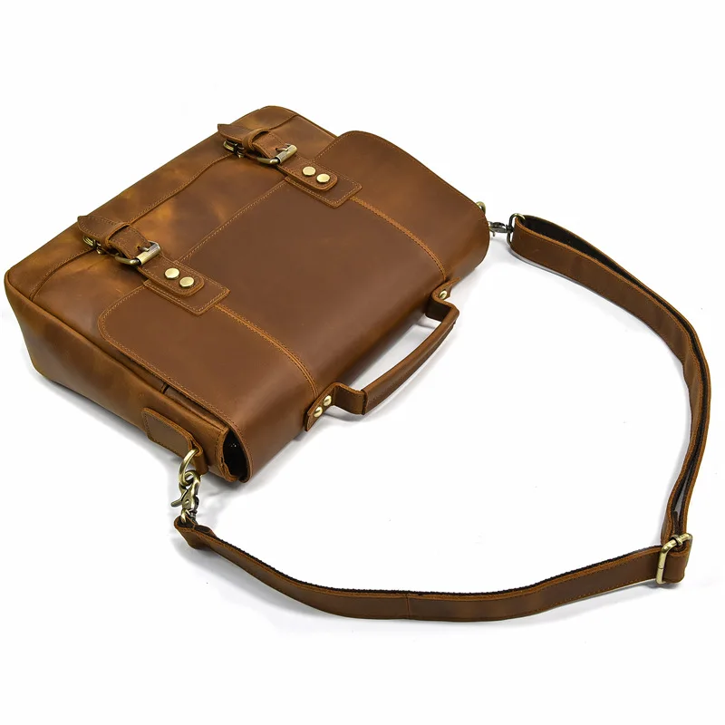 Men\'s Bag Laptop Bags For Men Leather Briefcase Handbags Men Office Bags Folder For A4 Documents Cow Leather Shoulder Bags