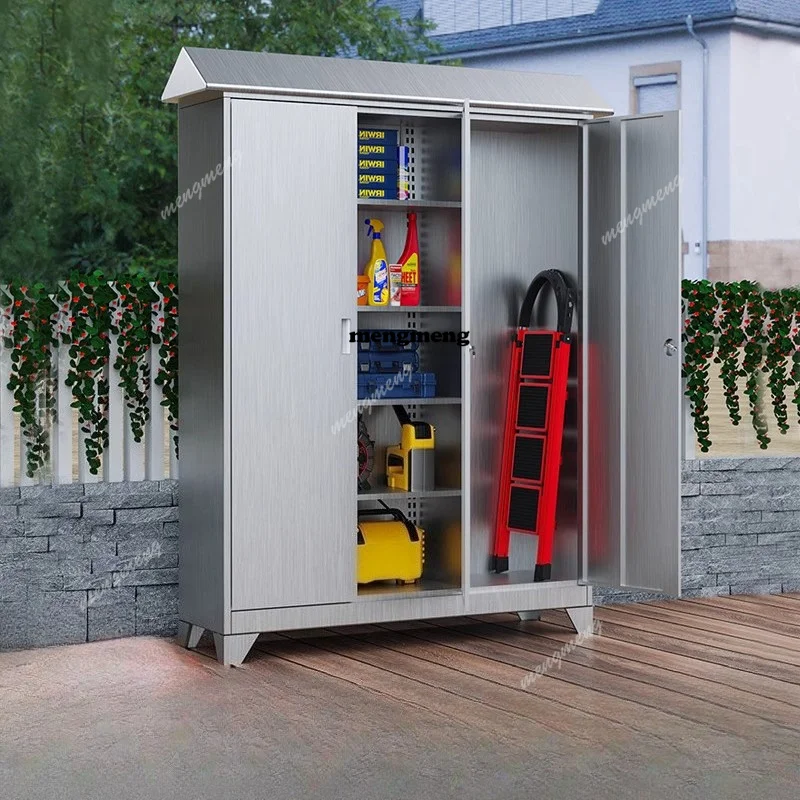 

Nordic Creative Stainless Steel Outdoor Storage Cabinet Modern Design Courtyard Tool Waterproof Cabinet Outdoor Furniture
