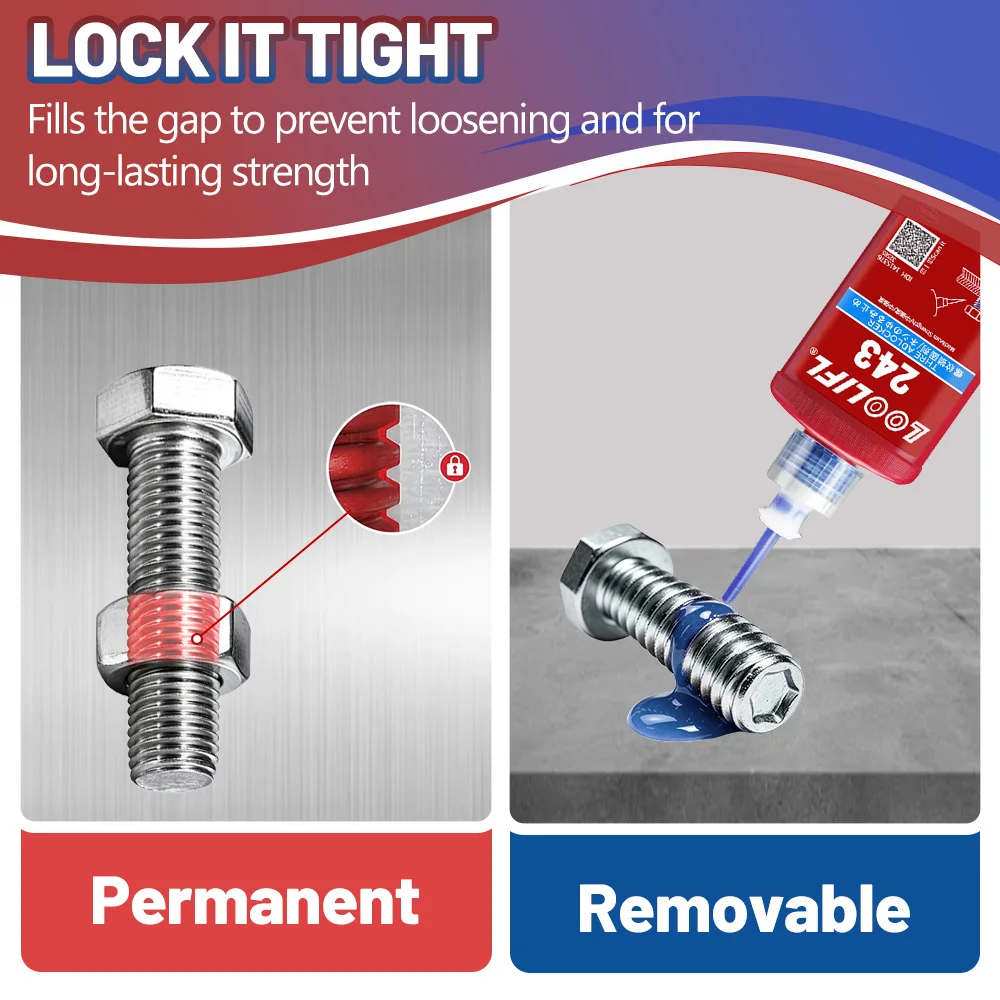 Threadlocker, Screw Glue, High Temperature Resistant, Anti-Loose Sealant, 243 Threadlocker and 271 Threadlocker, Heavy Duty Sealant