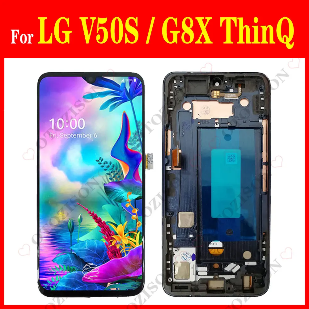 

V50S ThinQ LCD With Frame For LG G8X LCD LM-V510N V510 V50 V60 Display Screen Touch Sensor Digitizer Assembly Replacement