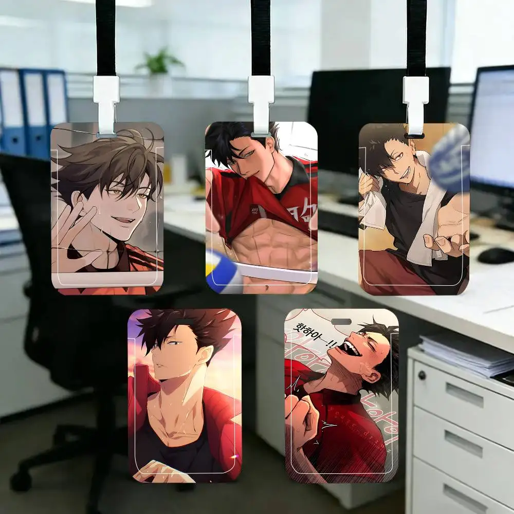 1pc Cool Tetsuro Kuroo ID Card Sleeve School Card Access ID Card Bus Meal Card Protective Sleeve Easy Push