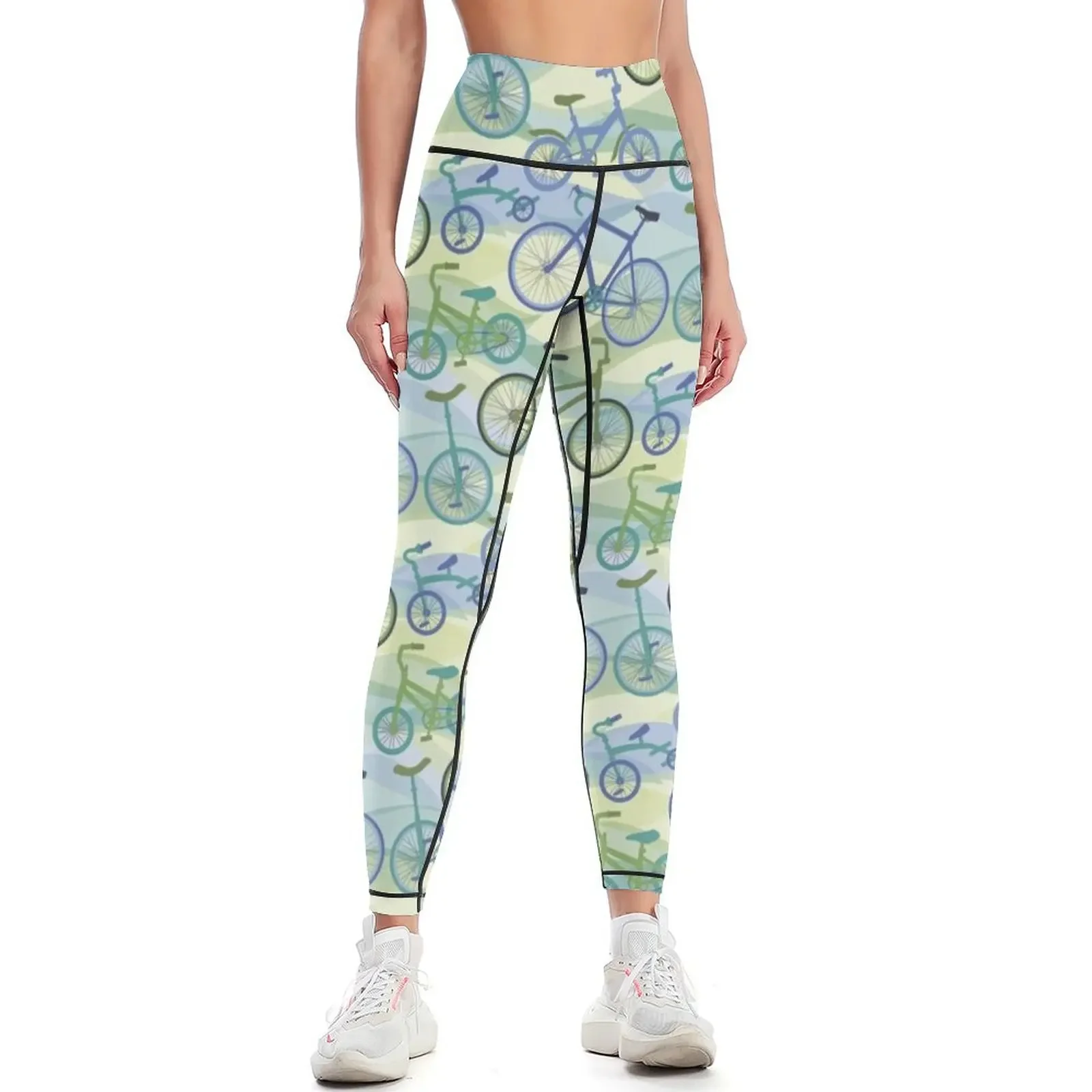 

Bicycles Blue Green Leggings Tight fitting woman push up fitness push up tights for Women's high waist Womens Leggings
