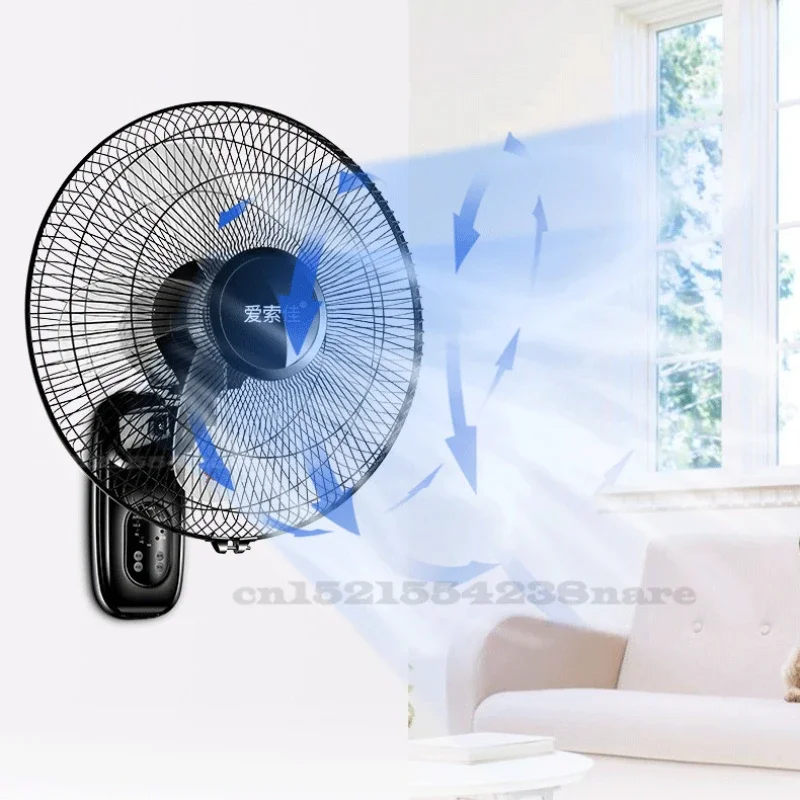 220V/60W Home  Remote Control Electric Fan Wall Fan Dormitory Shake Head Wall Fan 3 Gears Adjustable Cooling Fan 16 Inches