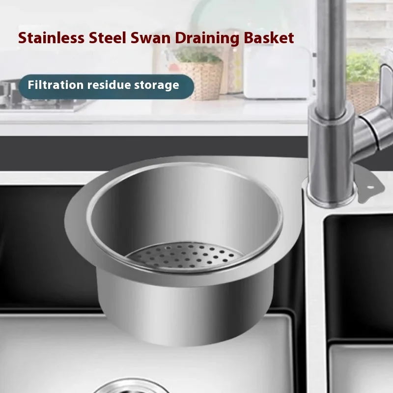 Stainless Steel Filter Basket Kitchen Shelf Hanging Dry Kitchen Organizer Wet Separating Sink Filter Basket