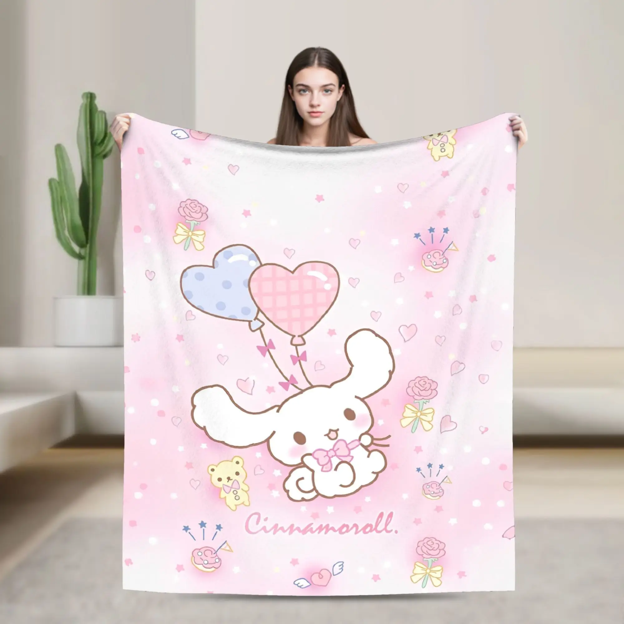 

Cinnamoroll Cute Cartoon Blankets Velvet All Season Cinnamon Dog Super Warm Throw Blankets for Bedding Outdoor Bedspread