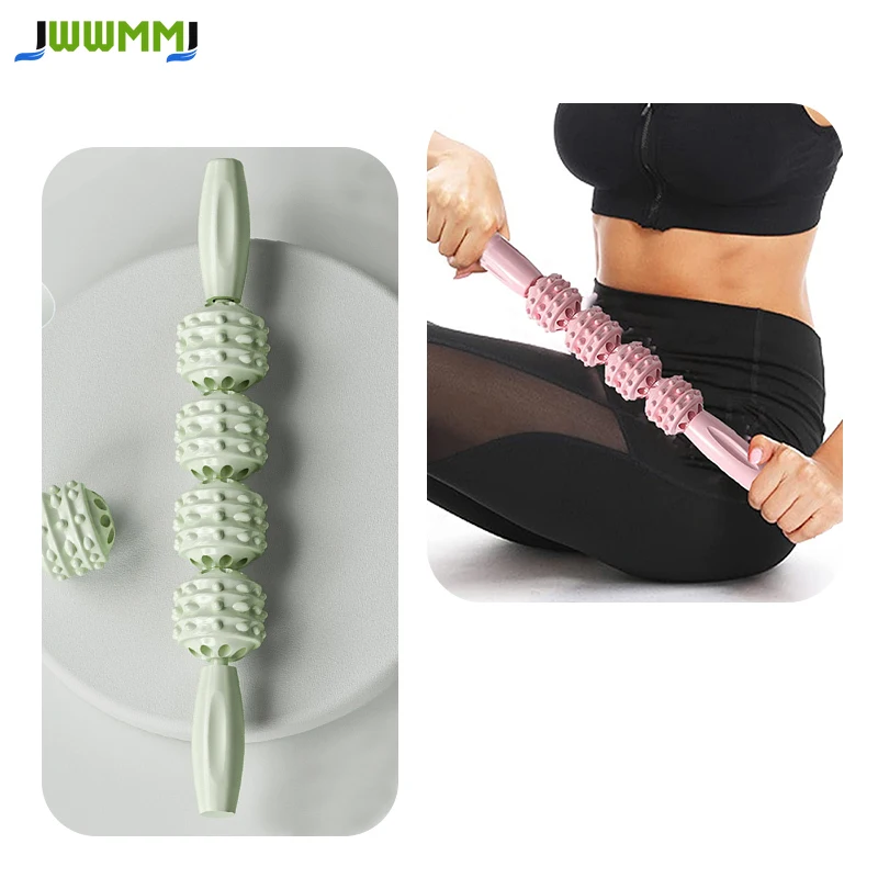 

1pcs Wolf Teeth Stick Massage Stick Rolling Wheel Axis Muscle Relaxation Stick Deep Super Pain Five Wheel Massager