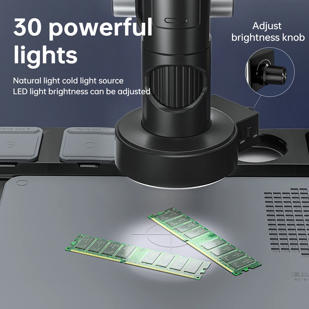 1600X Continuous Zoom Digital Microscope 10 Inch HD LCD Display Portable Measuring Electron Microscope for PCB Board