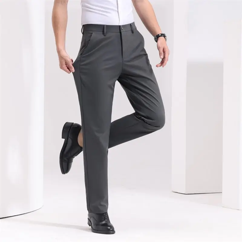 

2026 Summer New Men High Quality Business Casual Pants Male Daily Lightweight Breathable Pants Classic Stretch Straight Trousers