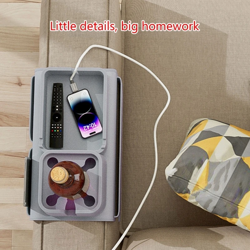 

H55A Multifunctional Sofa Coasters Remote Control and Cellphone Holder Silicone Drink Holder with Side Pockets