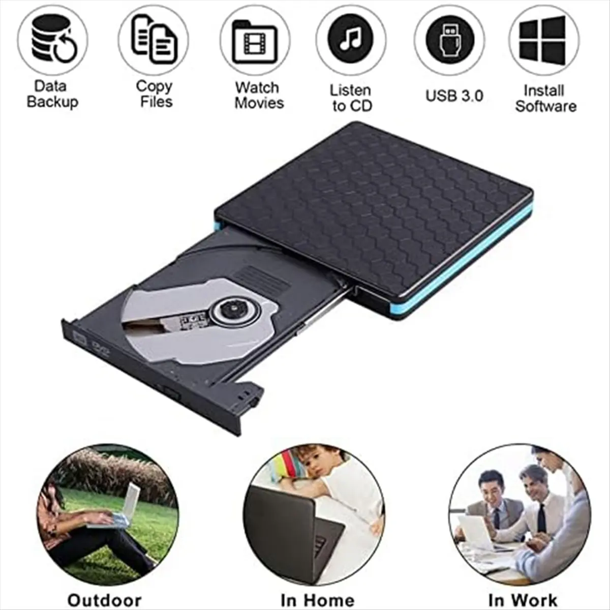 

SWXF DVD Player External Optical Drive Type-C USB 3.0 2-In-1 CD/DVD Writer Card Reader RW Drive External Optical Drive Player