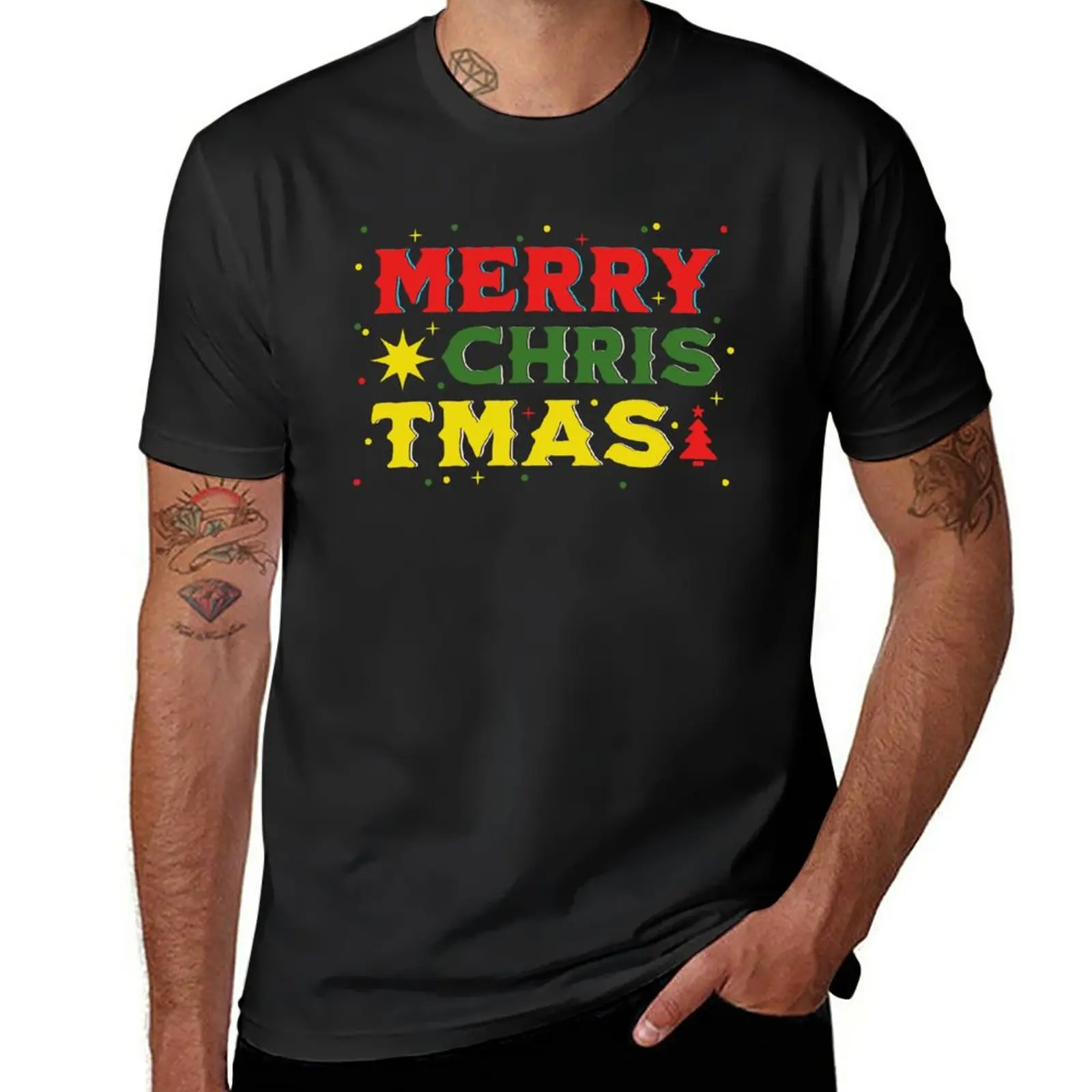 

Brightly coloured Merry Christmas T-Shirt plus size t shirts sports fan t-shirts sweat shirts, men